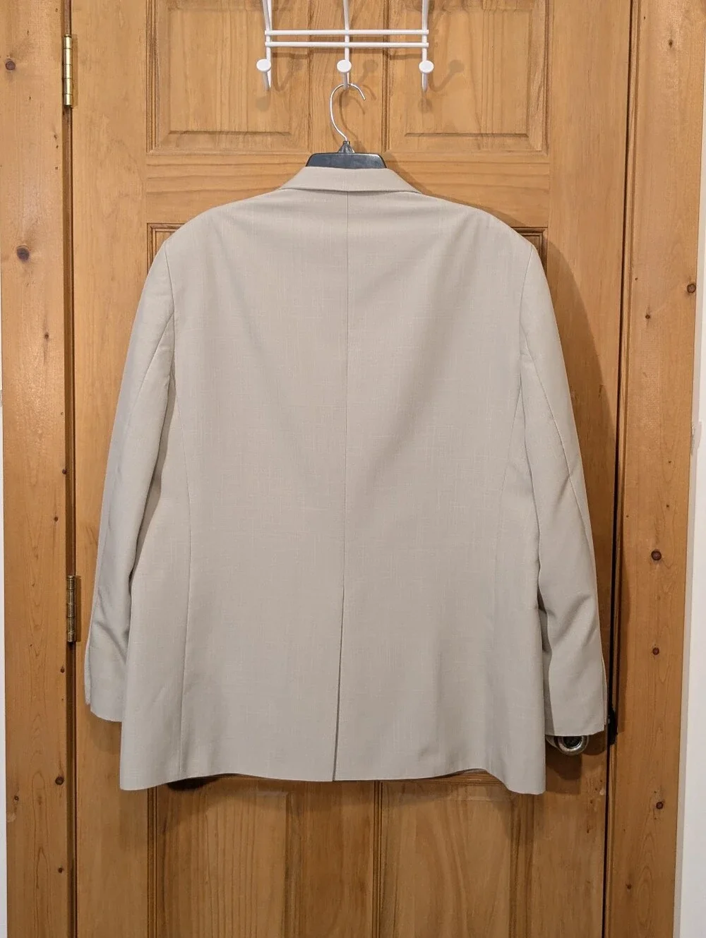Saddlebred Blazer Men's 46R Beige Cream Polyester 2 Button Sport Coat Jacket